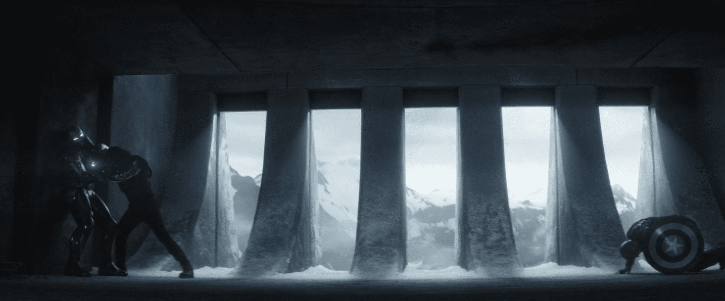 Iron Man combattant Bucky et Captain America