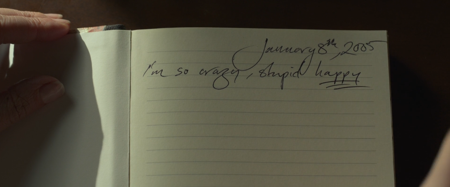 plan subjectif d'Amy qui écrit dans son journal